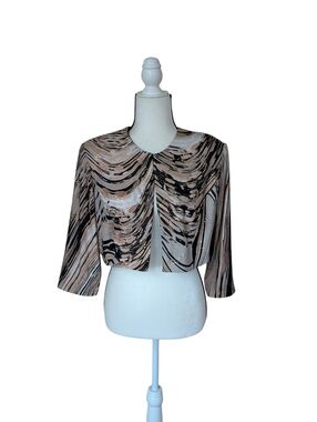 CB Established 1962 Embellished Cropped Formal Jacket 10 Black Gold Tan
